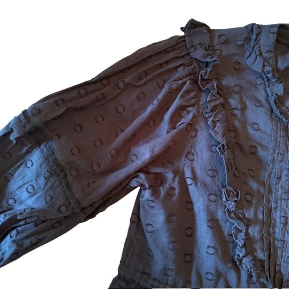 Cleobella Black Organic Cotton Ruffle Mini Dress Size Small 766F - Picture 10 of 13